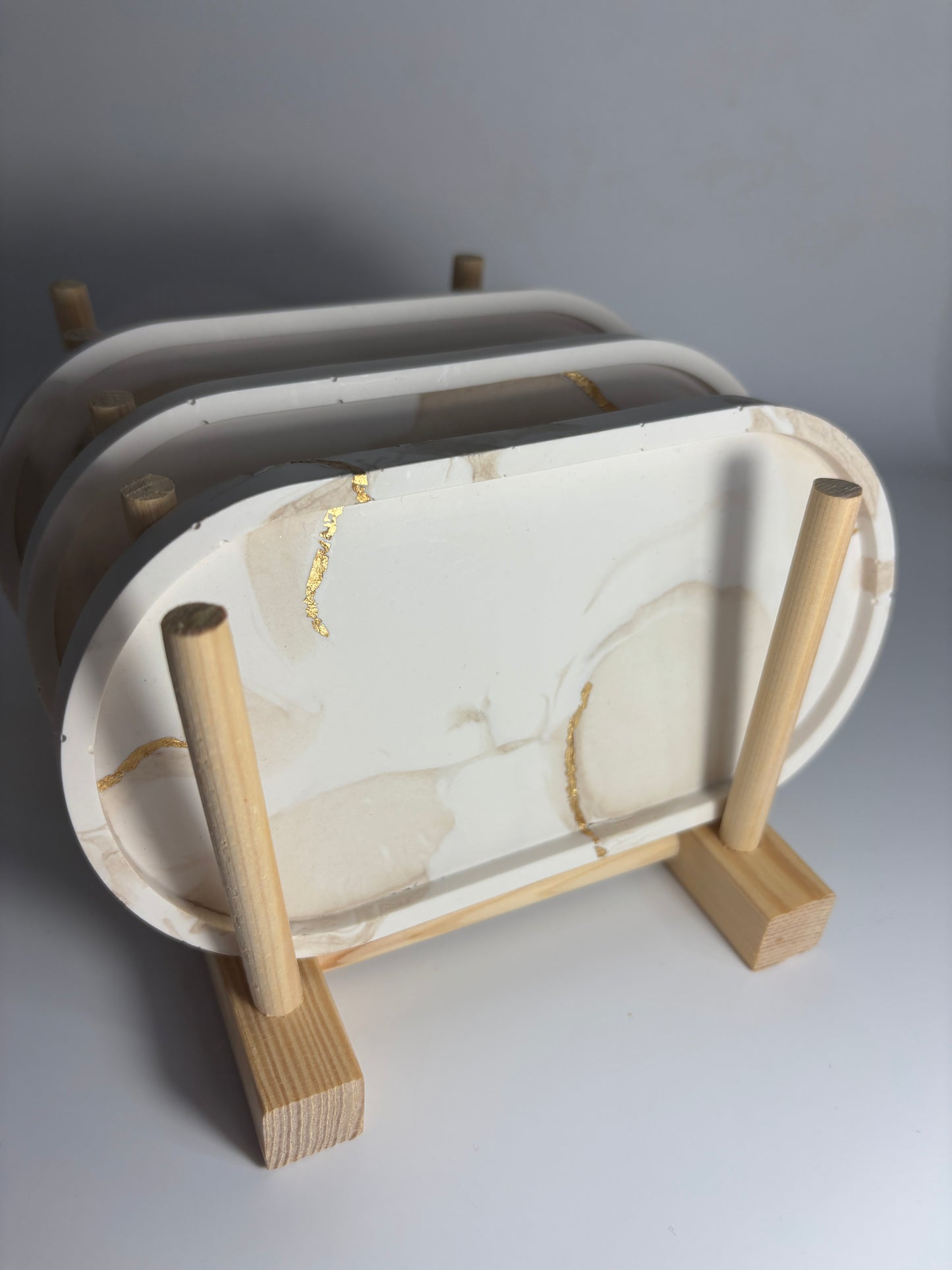 Plateau ovale S marbré beige Gold -40%