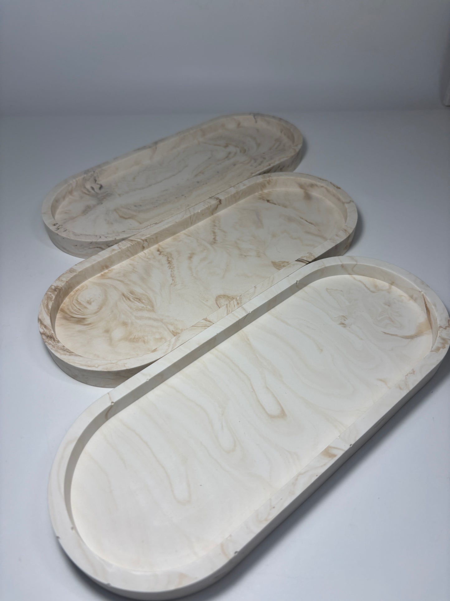 Plateau ovale M marbré beige -40%