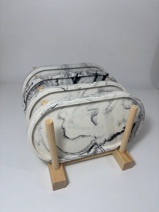 Plateaux ovale S marbré noir -40%