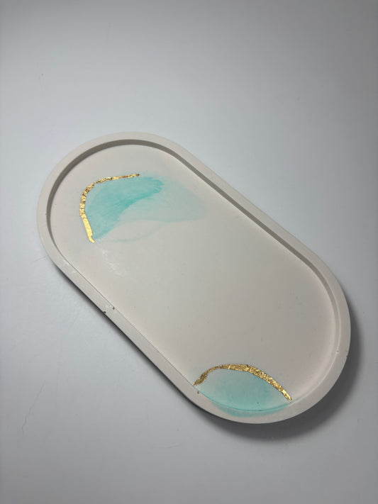 Plateau ovale S marbré bleu Gold -40%