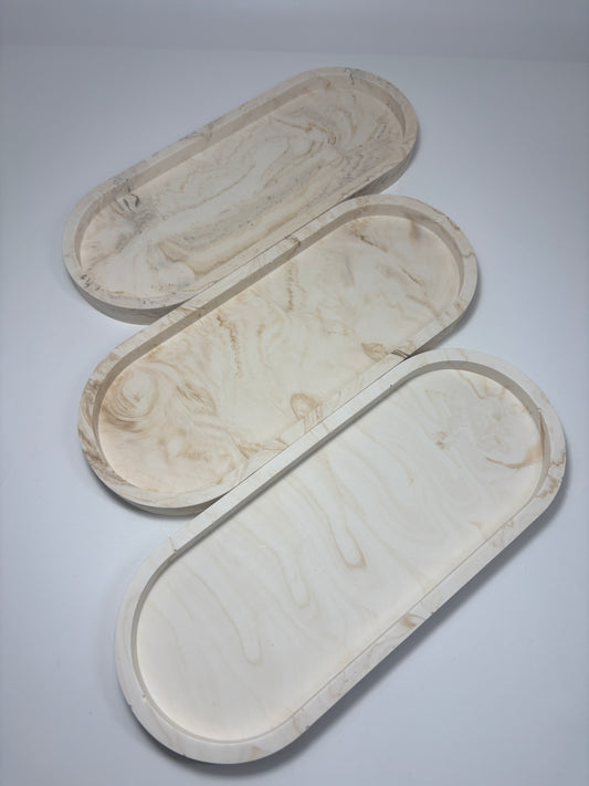 Plateau ovale M marbré beige -40%